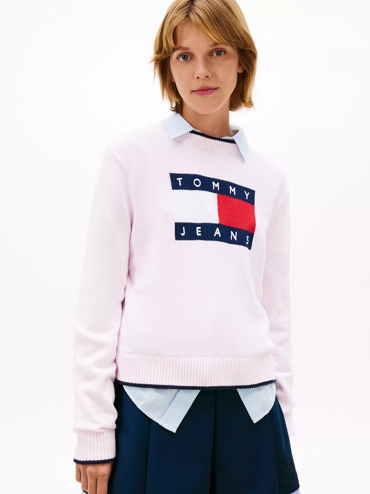 【直播】Tommy Hilfiger K0707125 Womens Tommy Jeans Flag Logo Tipped Sweater