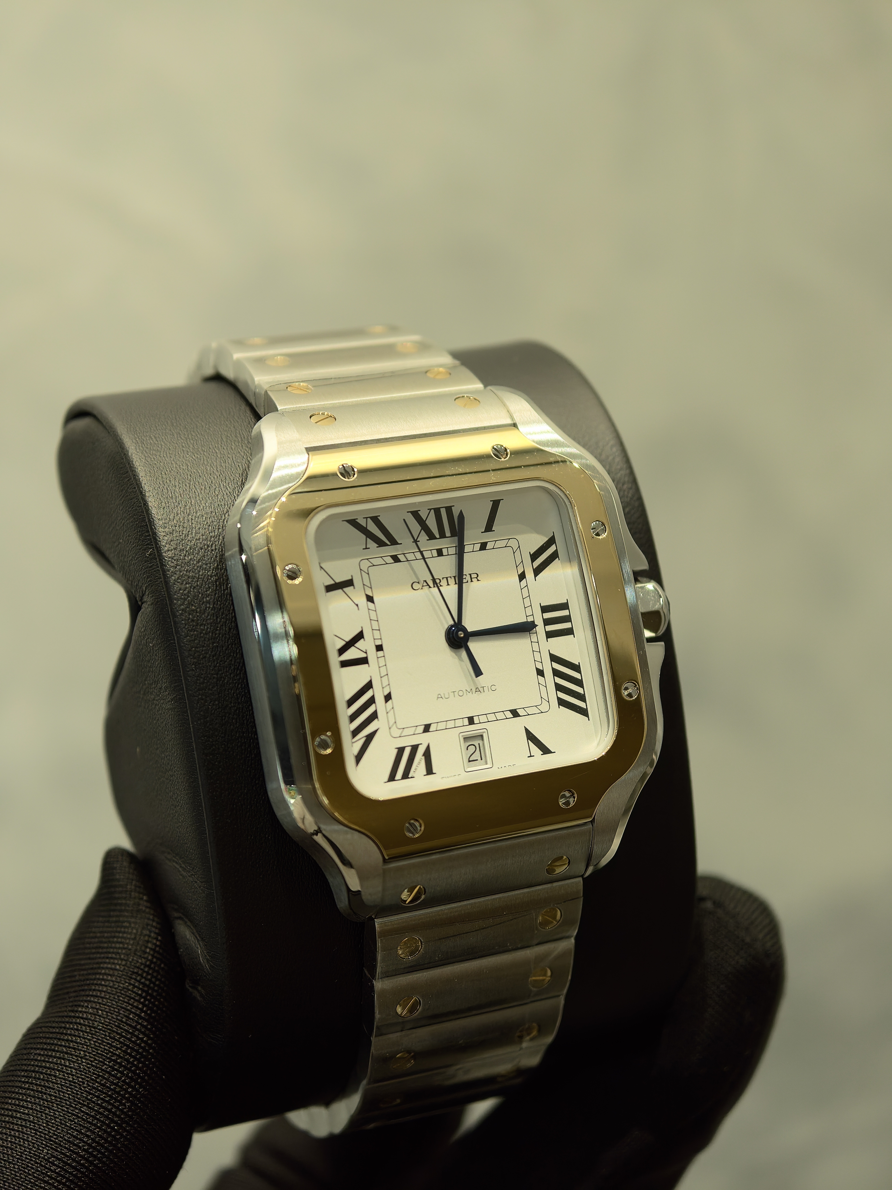 BRAND NEW CARTIER W2SA0009 SANTOS DE 40MM LARGE MODEL STEEL AND YELLOW GOLD WHITE  DIAL INTERCHANGEABLE METAL AND LEATHER BRACELETS