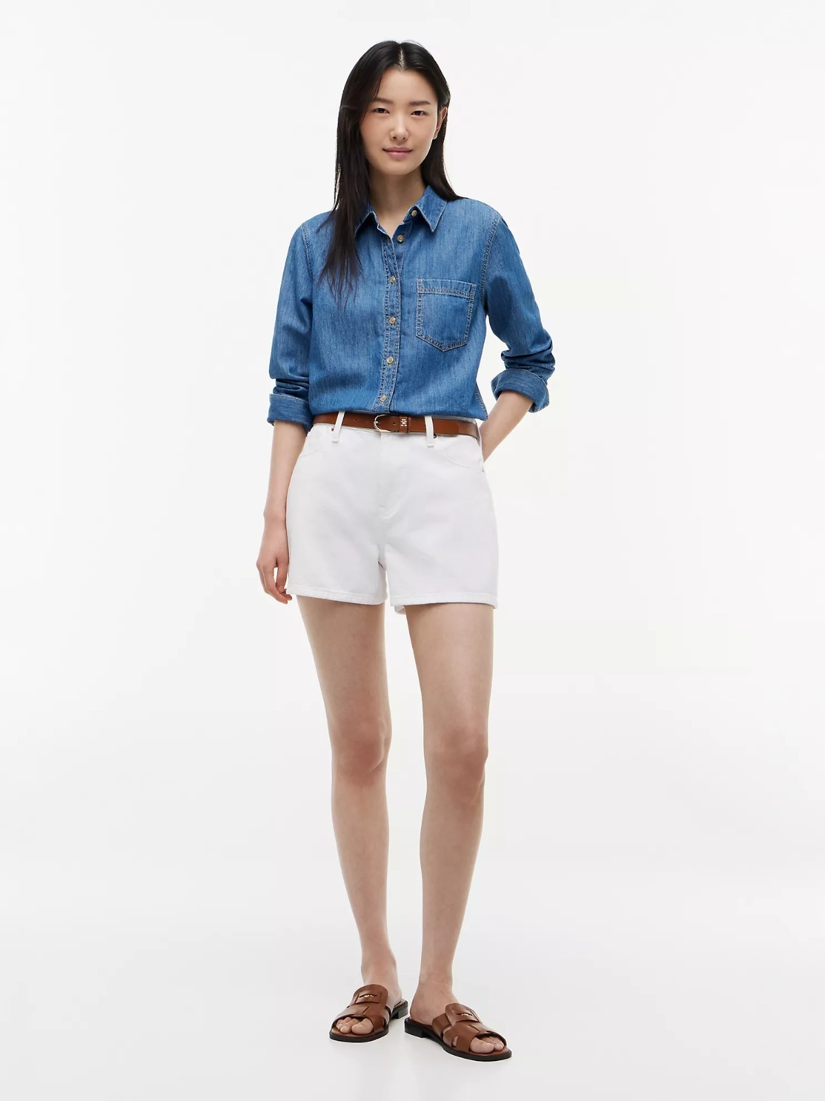 【直播】Tommy Hilfiger K0707130 Womens Chambray Shirt (Med Wash)