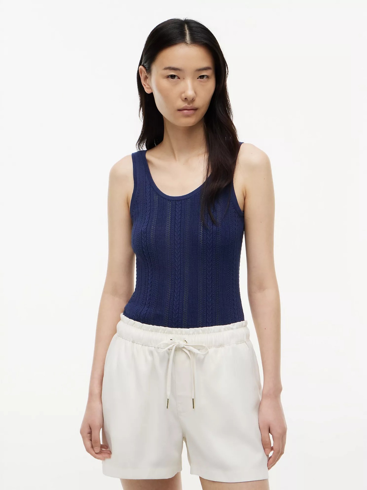 【直播】Tommy Hilfiger K0707133 Womens Mixed-Knit Tank Top