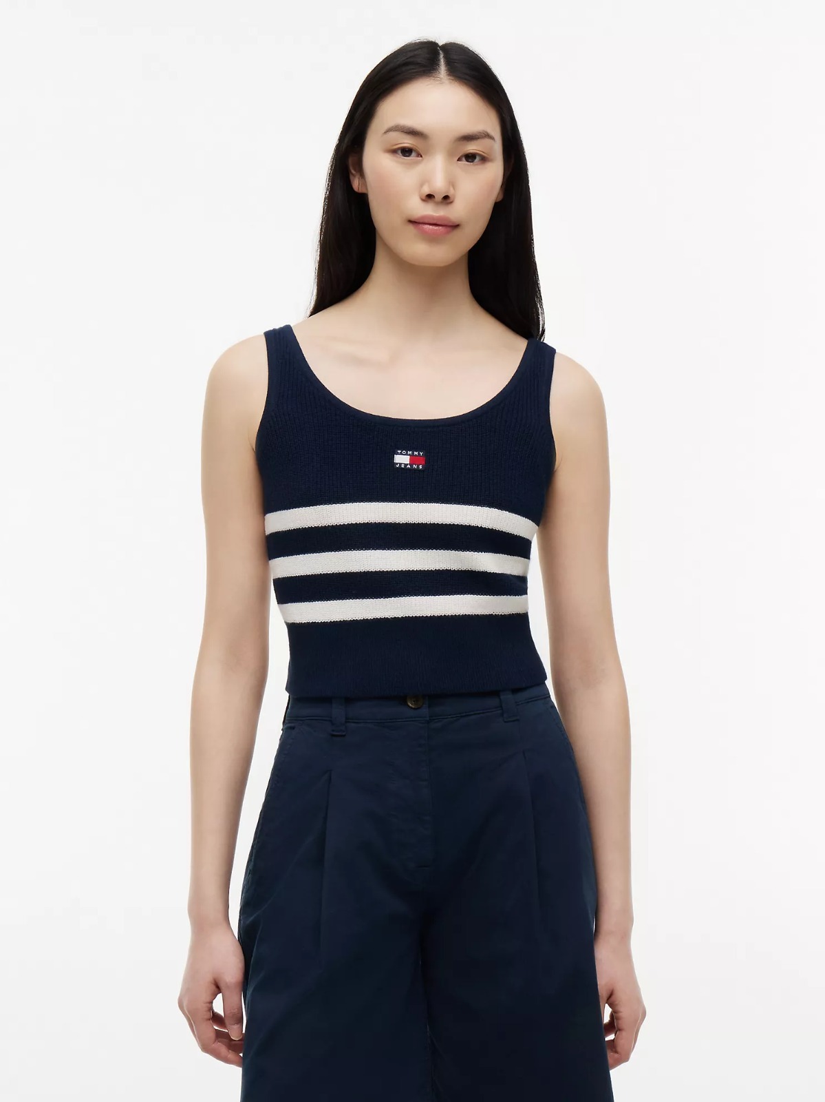 【直播】Tommy Hilfiger K0707134 Womens Tommy Jeans Striped Sweater Tank Top