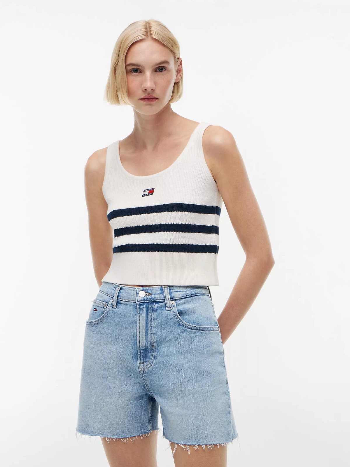【直播】Tommy Hilfiger K0707134 Womens Tommy Jeans Striped Sweater Tank Top