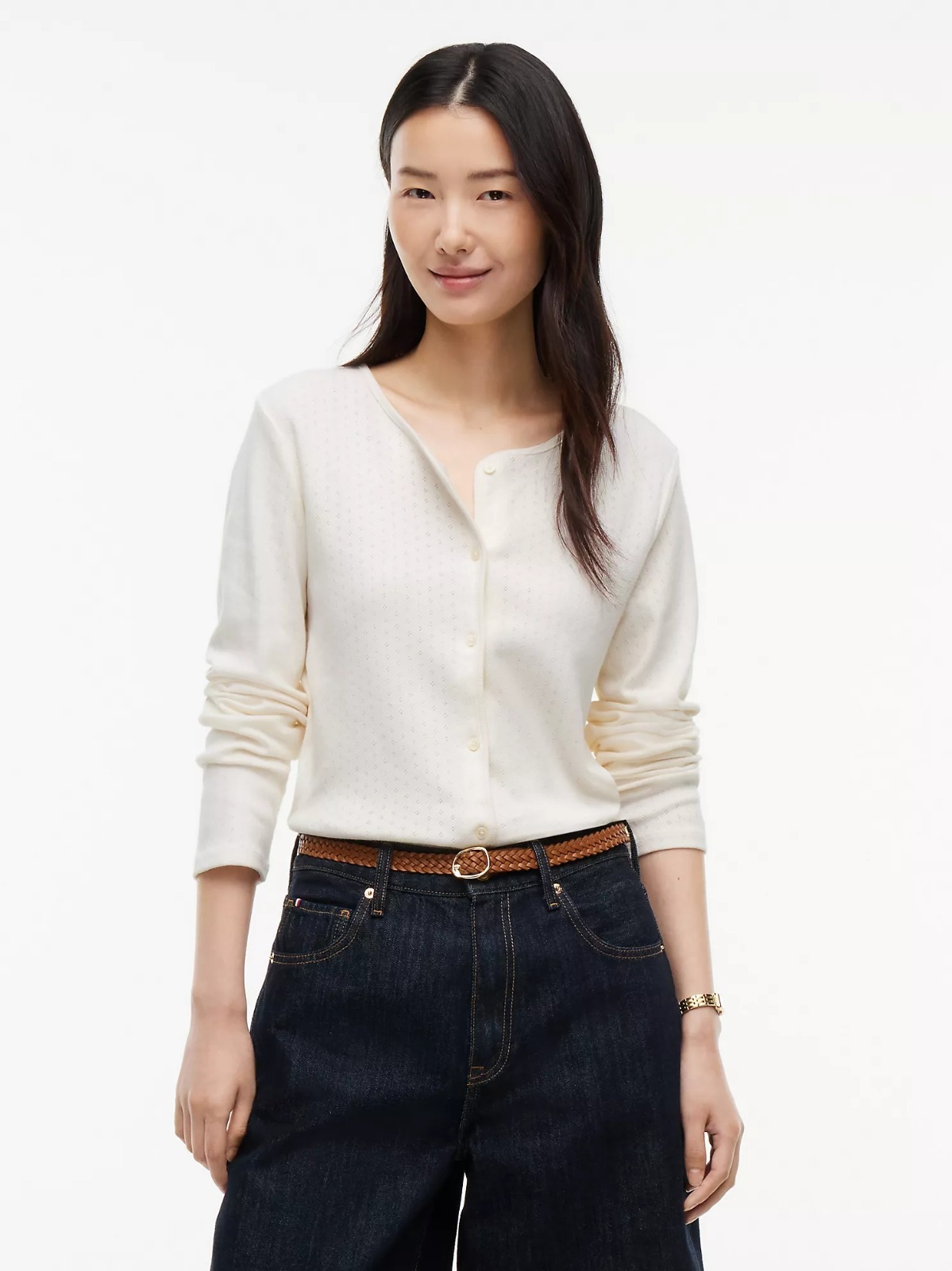【直播】Tommy Hilfiger K0707142 Womens Pointelle Cardigan T-Shirt