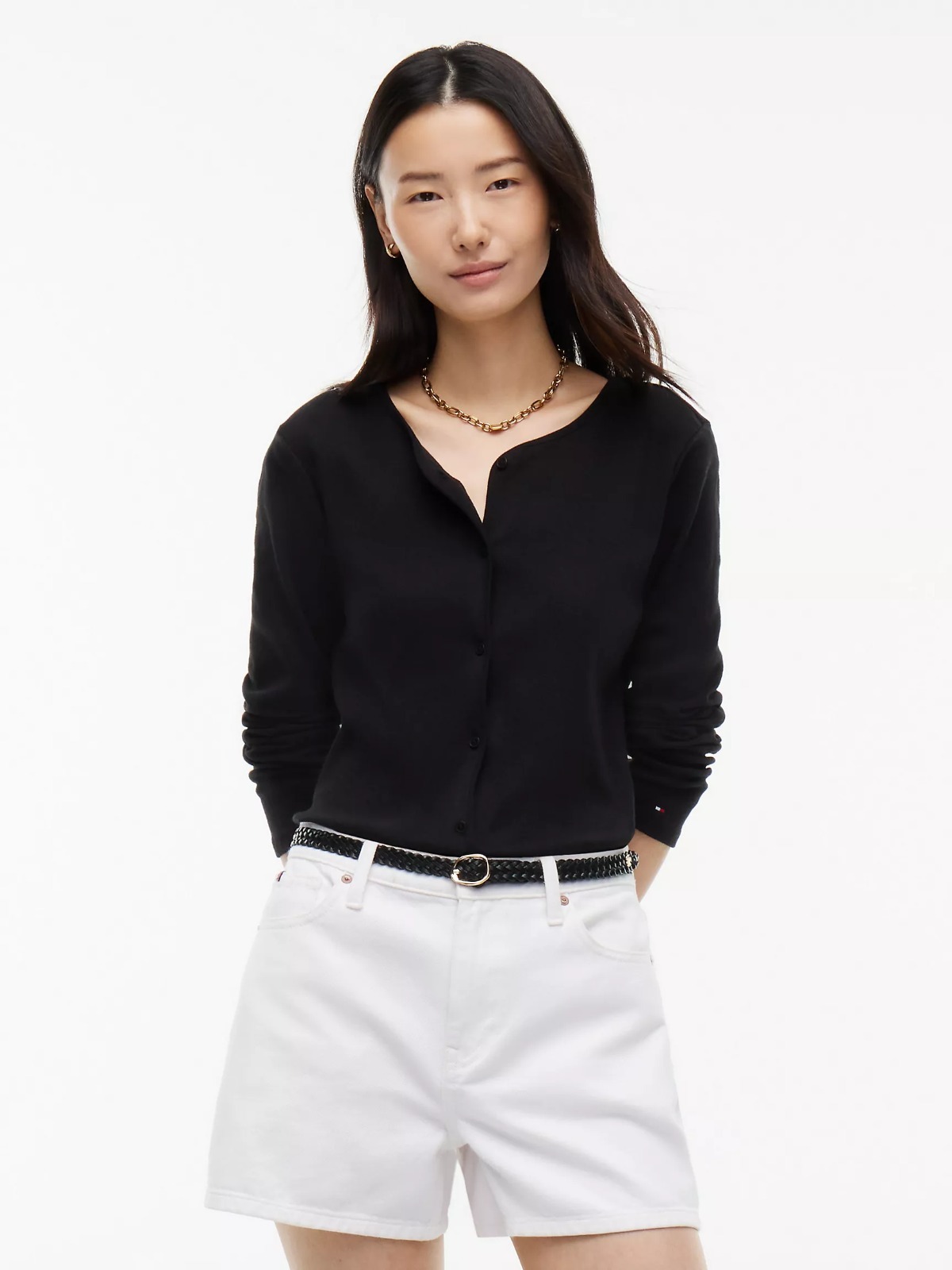 【直播】Tommy Hilfiger K0707142 Womens Pointelle Cardigan T-Shirt
