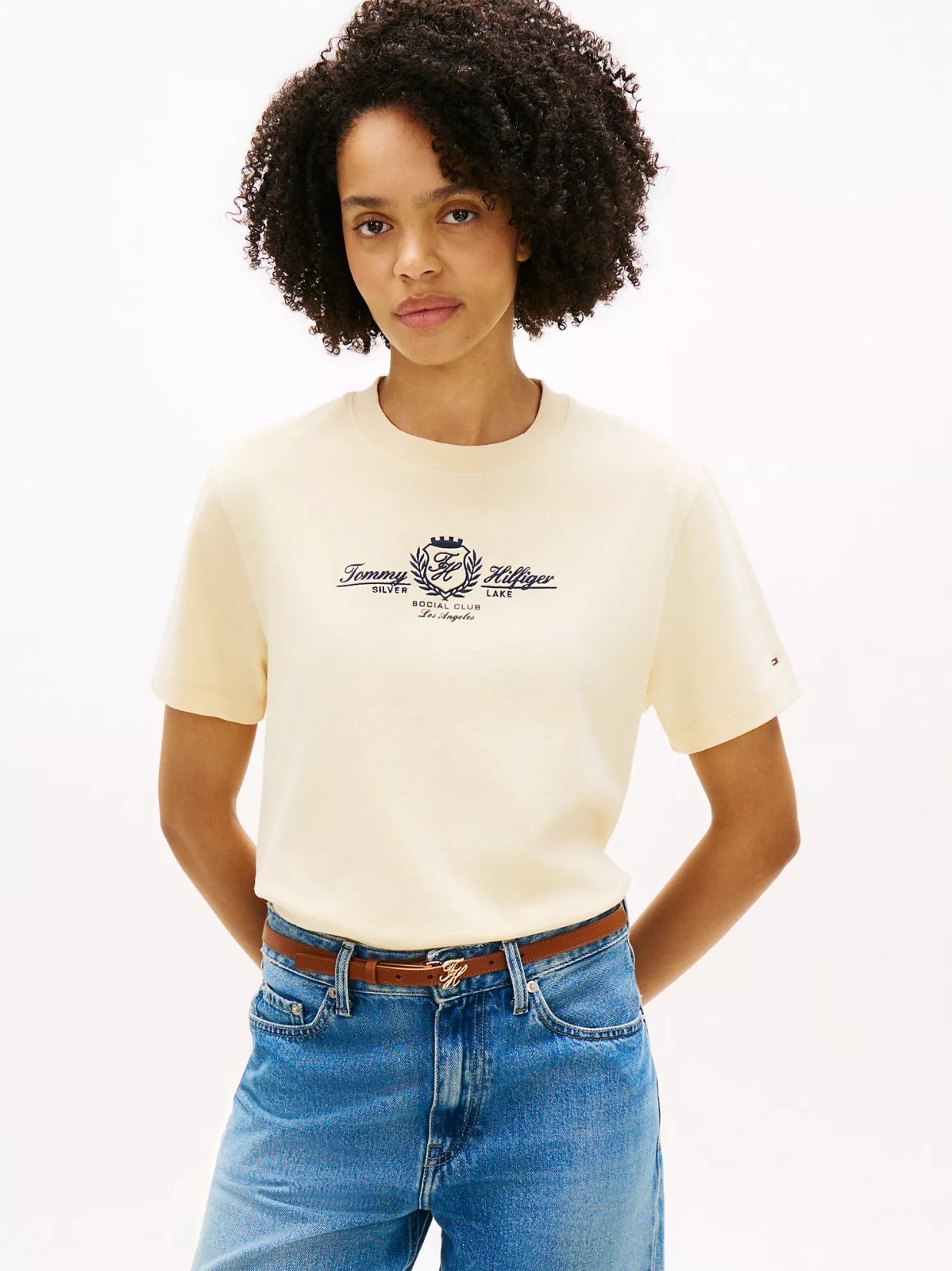 【直播】Tommy Hilfiger K0707144 Womens Embroidered Club Crest Logo T-Shirt