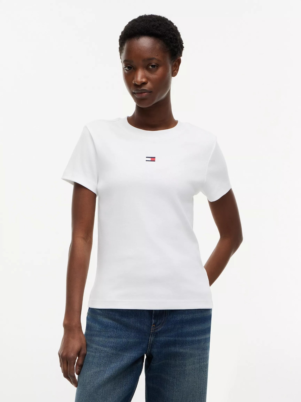 【直播】Tommy Hilfiger K0707146 Womens Mini Flag Logo Favorite T-Shirt