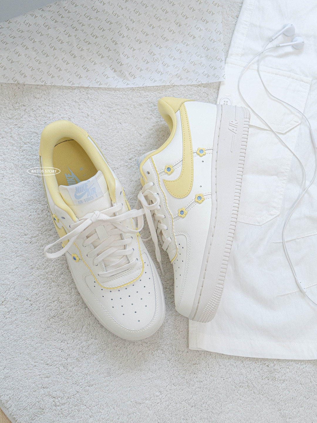 【預購】NIKE AIR FORCE 1'07 LX AF1 奶油黃  檸檬黃 小花 小雛菊 女鞋 IW2348-170