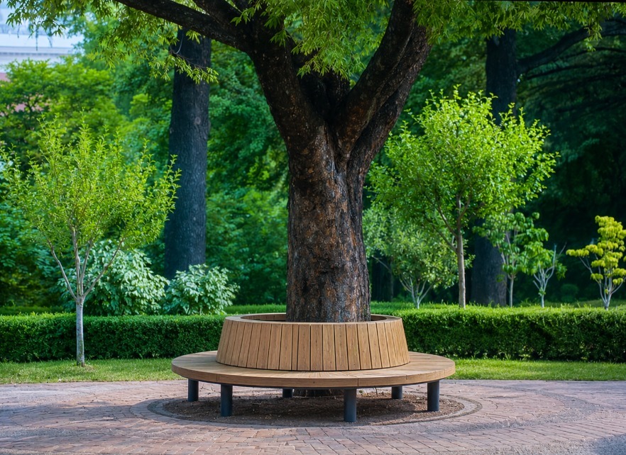 Circular Outdoor Wooden Bench