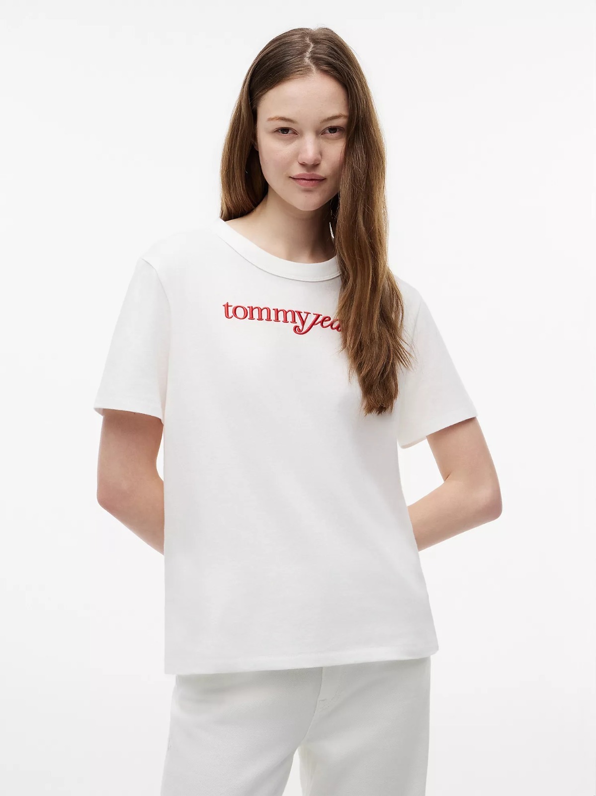 【直播】Tommy Hilfiger K0707163 女士 Tommy Jeans 刺繡字母 T 卹（白色）