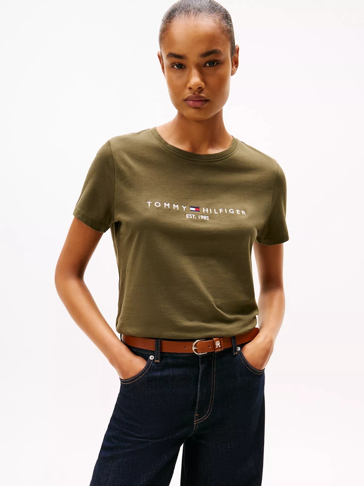 【直播】Tommy Hilfiger K0707164 女士 Tommy Logo T-Shirt (白金橄欖)