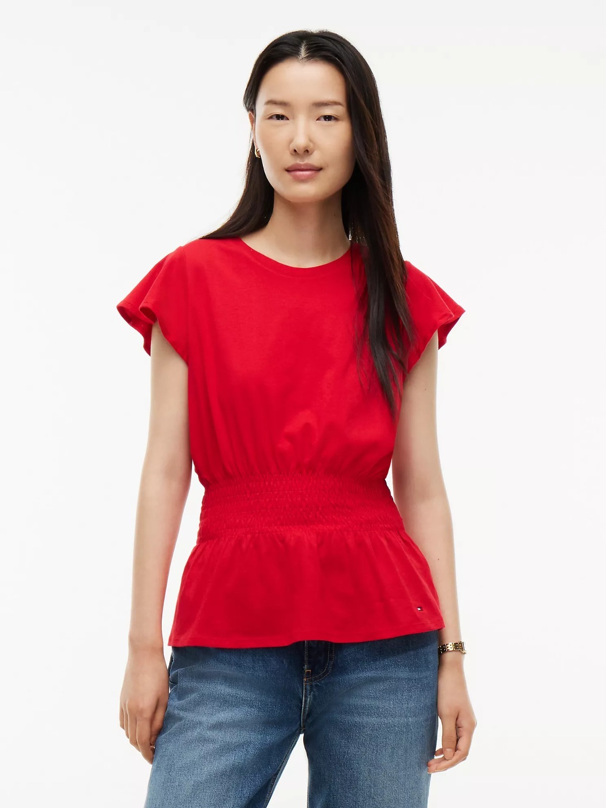 【直播】Tommy Hilfiger K0707166 女士荷葉袖褶皺T卹