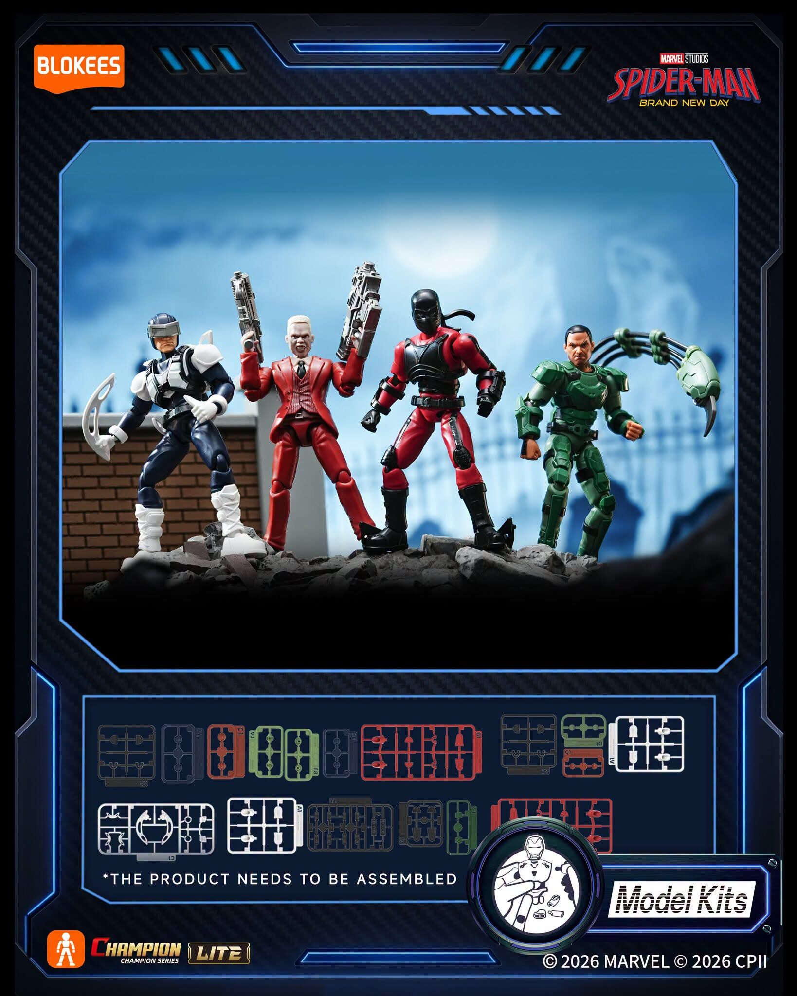 Blokees Figure – Marvel Champion Class Lite 01 Spider-Man Movie Ver.（全 6 款套裝）