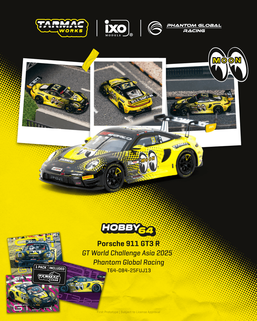 Tarmac Works 1/64 Porsche 911 GT3 R – GT World Challenge Asia 2025 Phantom Global Racing Sun Jingzu / Adderly Fong