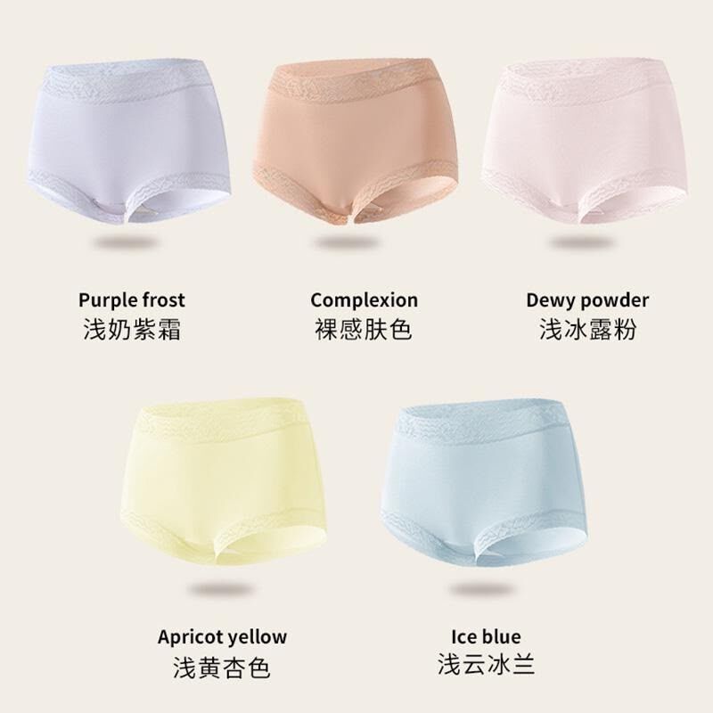 CN-LLG0707-005 「錢皇」7A抗菌蠶絲裸感中腰私人護褲底100%桑蠶絲 女士（一套5條每色一條） (A5M-XL)