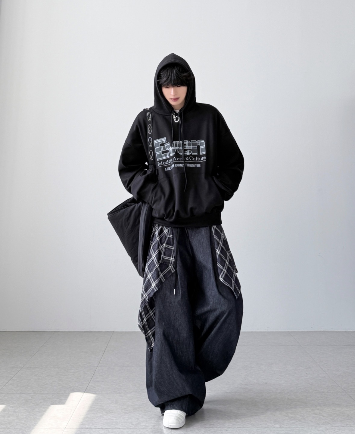 【一件搞掂LAYERING!】預訂 CHECK LAYER BALLOON DENIM PANTS 兩色入