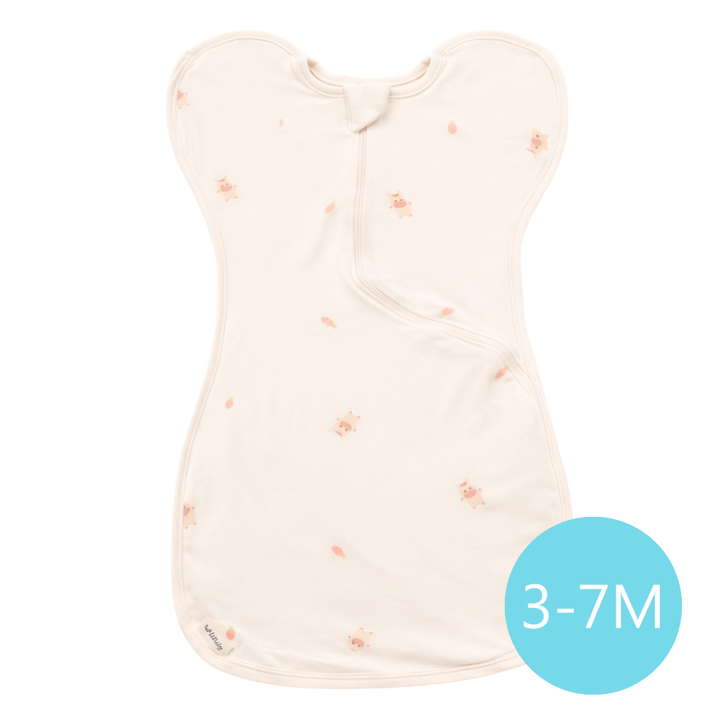 lolbaby 韓國 蝶型包巾baby swaddle 3-7m免脫換尿布-M號｜竹纖衣款｜啵啵馬