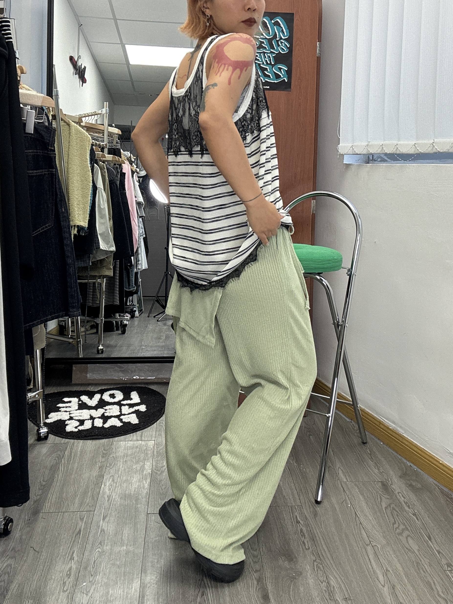 青新綠色連巾巾褲