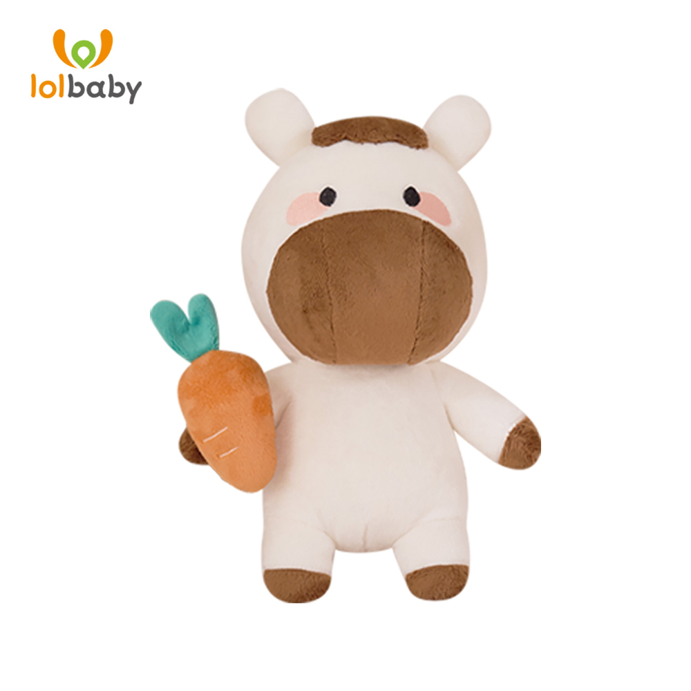 lolbaby韓國 超細纖毛絨安撫玩偶21x28cm (啵啵馬｜奶油米)｜新生兒禮物｜寶寶安撫｜舒眠陪伴