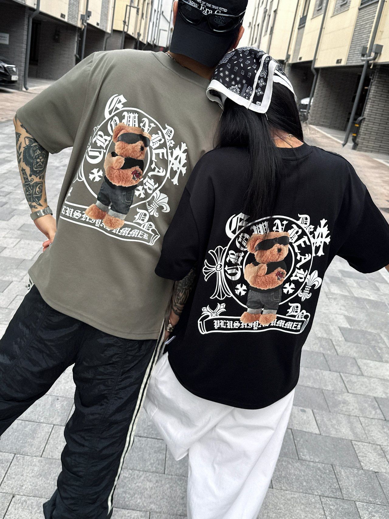 熊仔圖案英文字短袖Tee P8H-189T