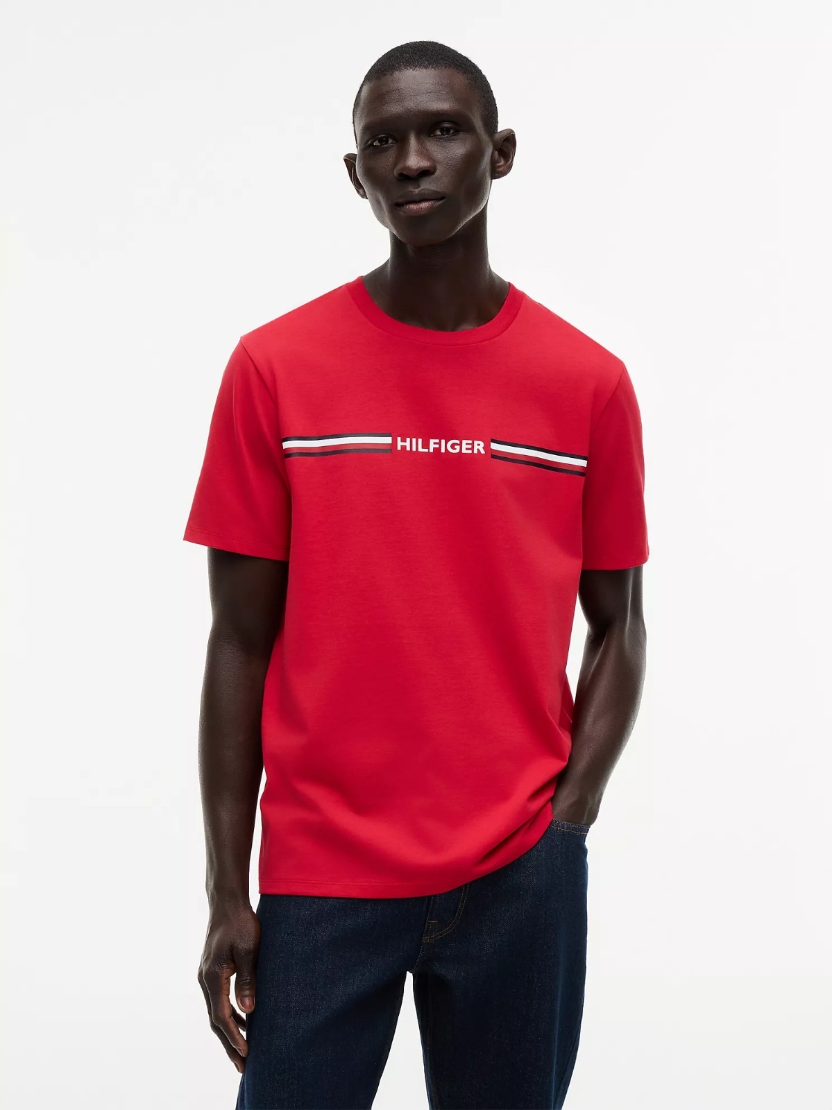 【直播】Tommy Hilfiger K0707193 男士 Hilfiger 標誌性條紋 Logo T 卹