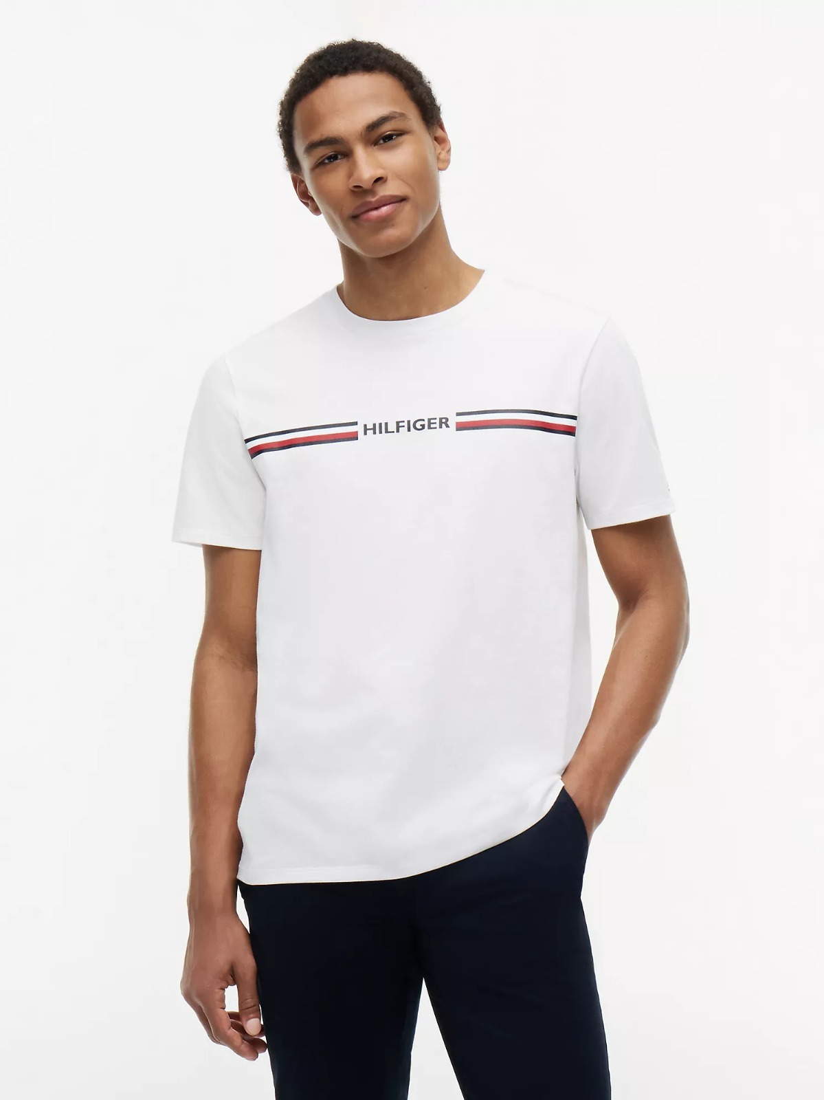 【直播】Tommy Hilfiger K0707193 男士 Hilfiger 標誌性條紋 Logo T 卹