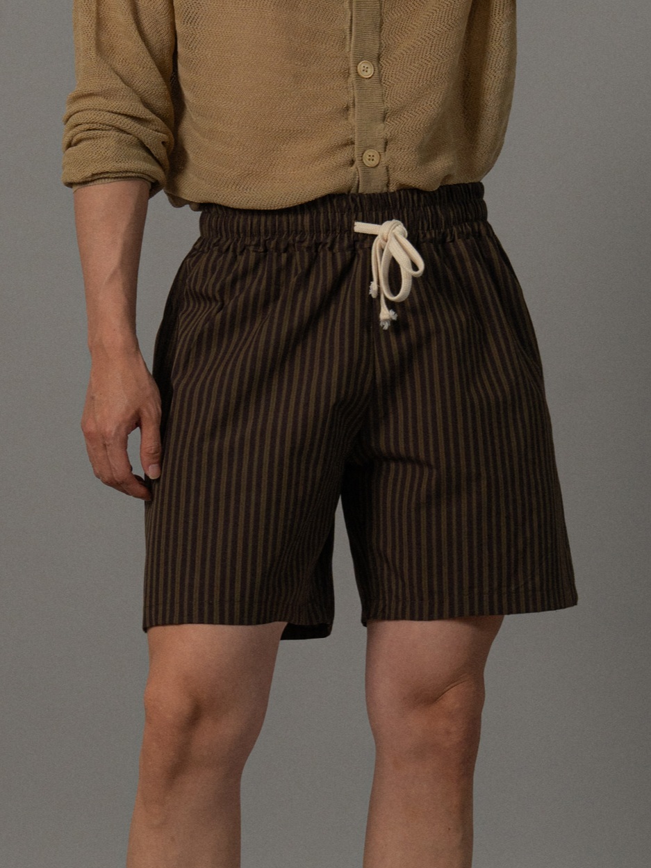Striped elastic waist shorts