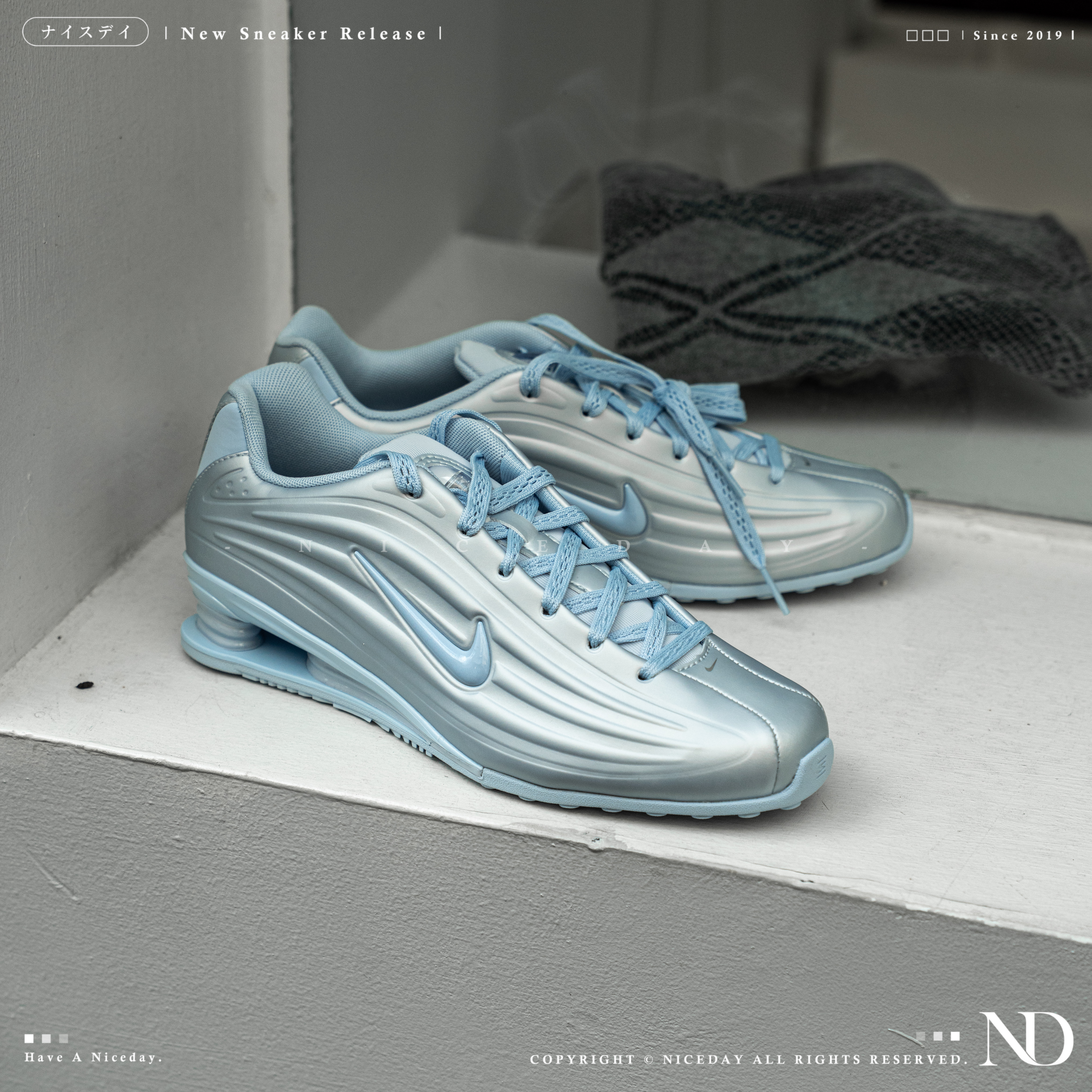 NICEDAY 現貨 NIKE W SHOX Z 天藍 水藍 氣墊 緩震 復古 彈簧鞋 運動鞋 IR1222-001
