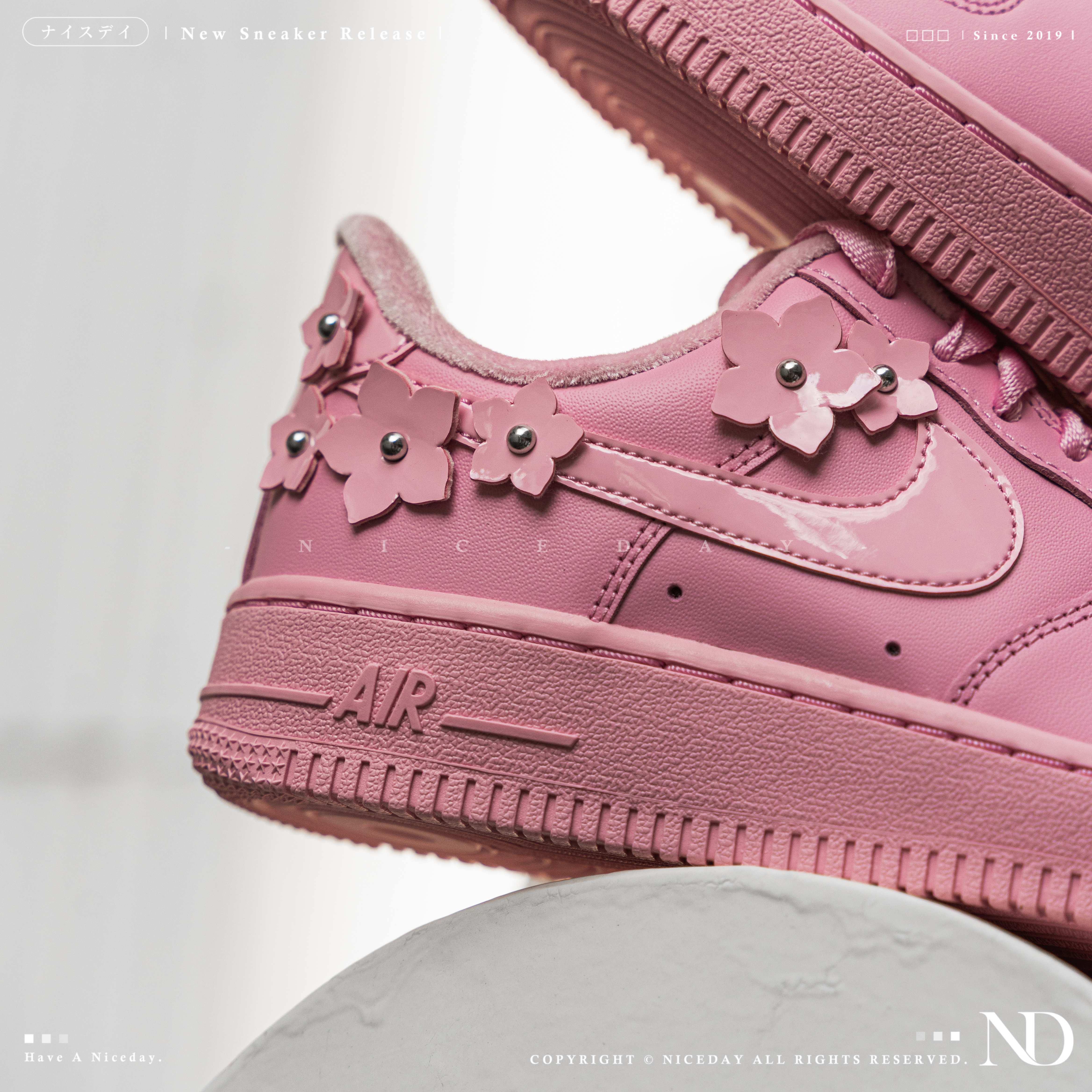 NICEDAY 現貨 Nike Air Force 1 '07 AF1 粉色 小花 花朵 立體 皮革 休閒鞋 IR8637-600