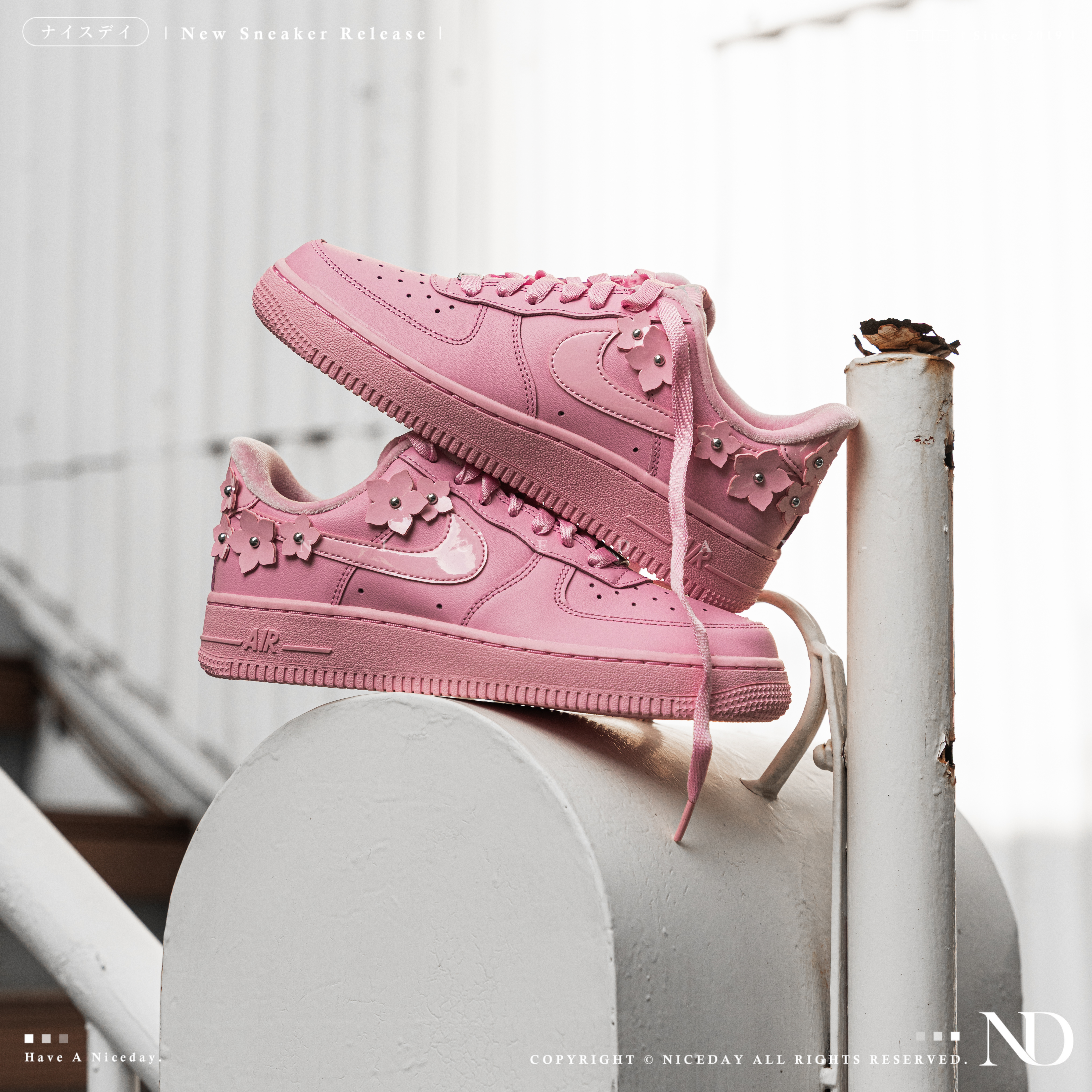 NICEDAY 現貨 Nike Air Force 1 '07 AF1 粉色 小花 花朵 立體 皮革 休閒鞋 IR8637-600