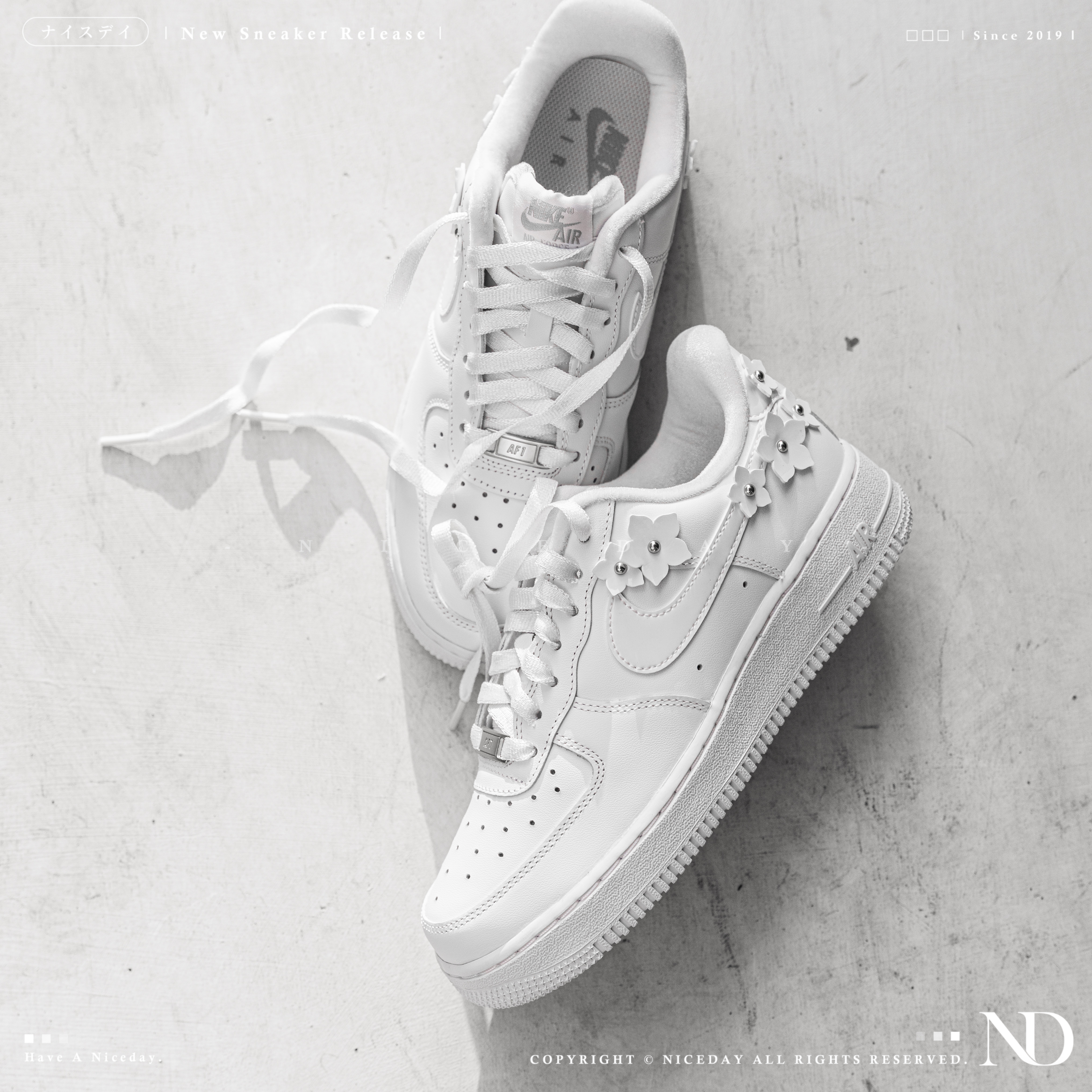 NICEDAY 代購 Nike Air Force 1 '07 白色 小花 花朵 立體 皮革 休閒鞋 IR8637-100