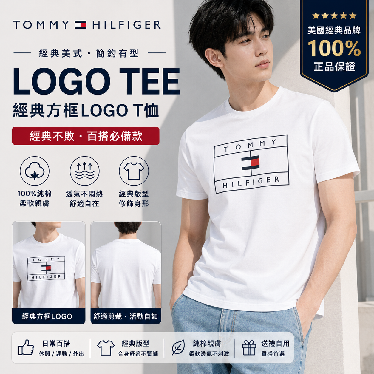 【直播】TOMMY HILFIGER LX070320 男裝短袖上衣 (白色)