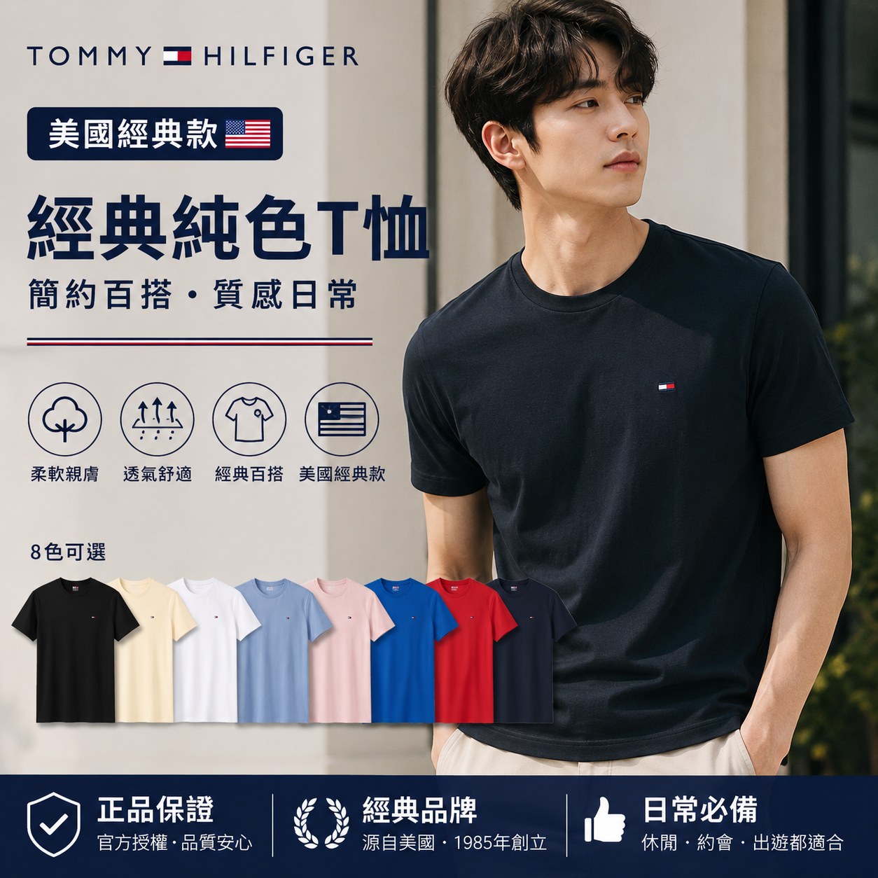 【直播】TOMMY HILFIGER LX070316 男裝圓領短袖上衣