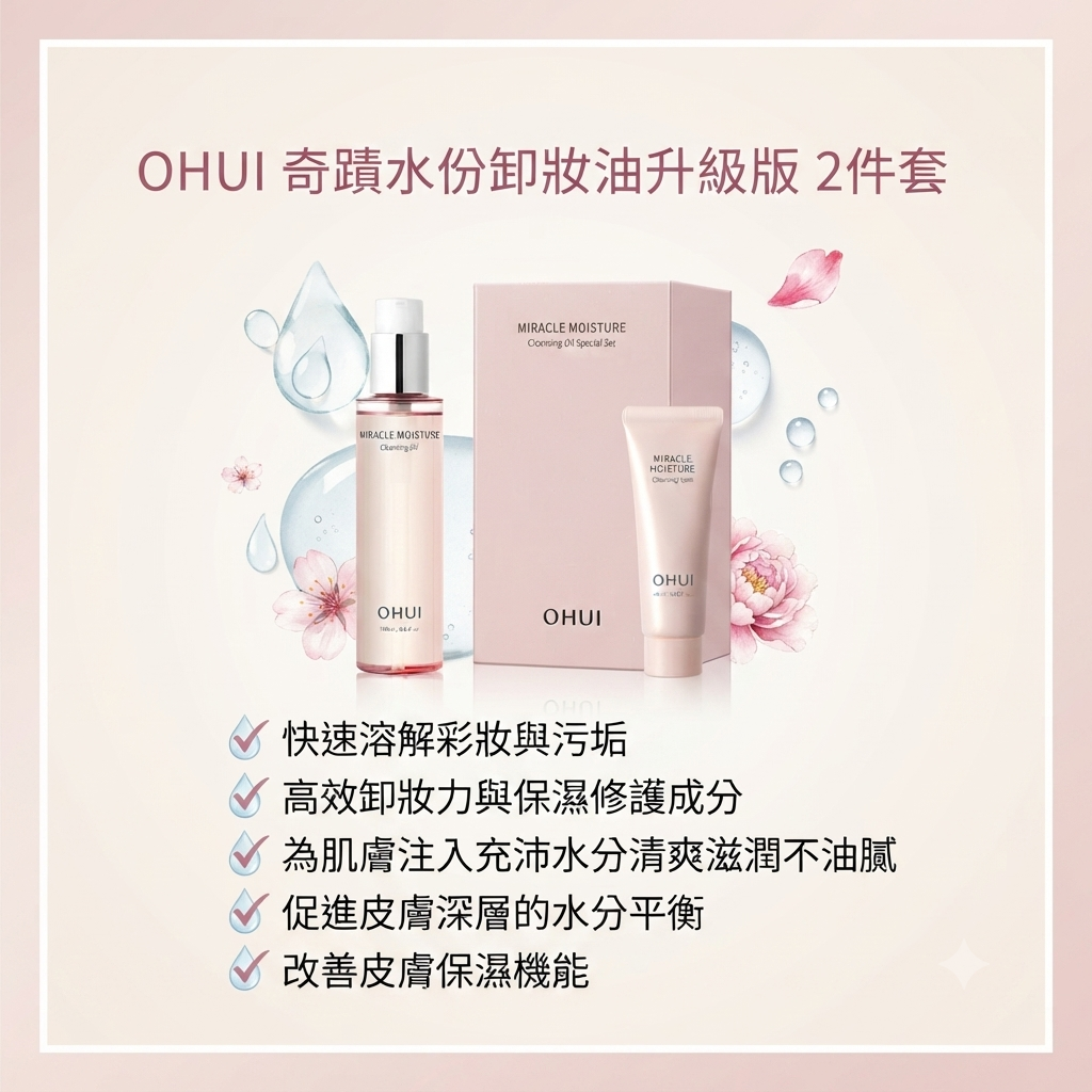 【OHUI 奇蹟水份卸妝油升級版 2件套】