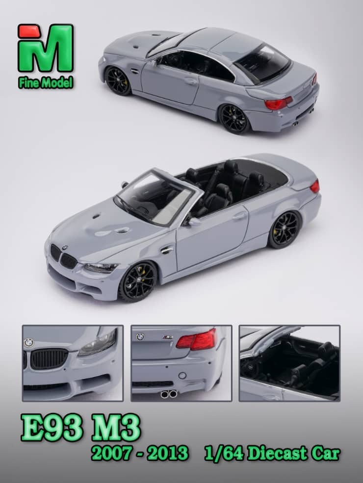 PO-$160 * FINE MODEL * 1:64 BMW M3 E93 CEMENT GREY