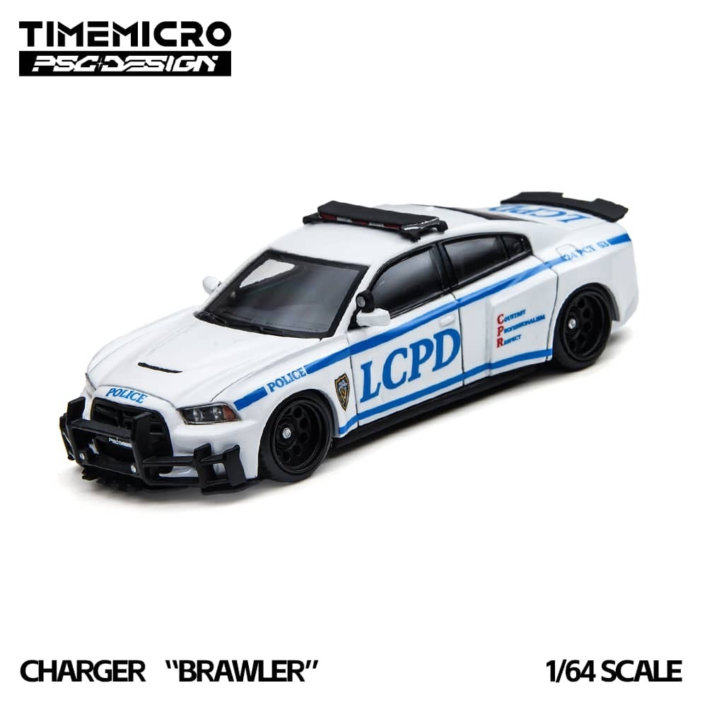 PO-$170 * TIME MICRO * 1:64 DODGE CHARGE BRAWLER LCPD POLICE LIVERY
