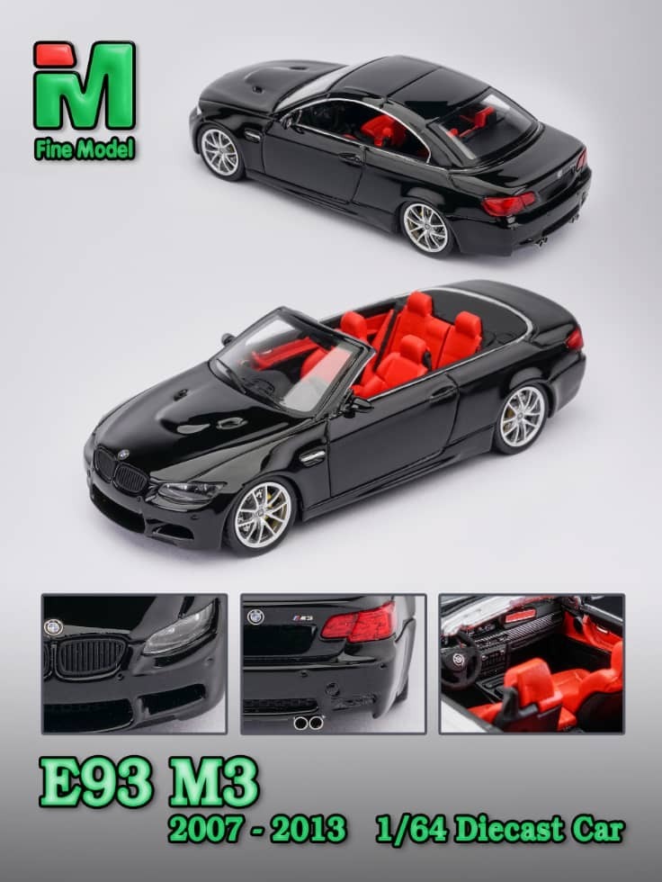 PO-$160 * FINE MODEL * 1:64 BMW M3 E93 GLOSS BLACK