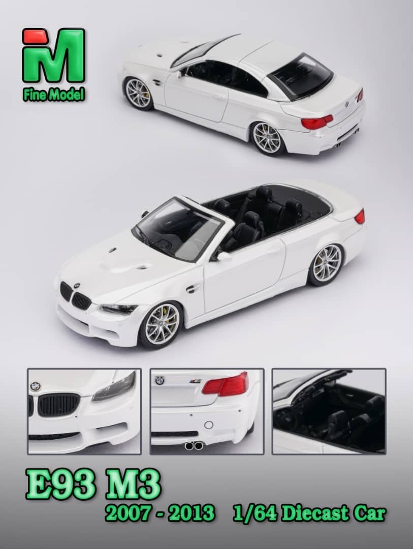 PO-$160 * FINE MODEL * 1:64 BMW M3 E93 PEARL WHITE
