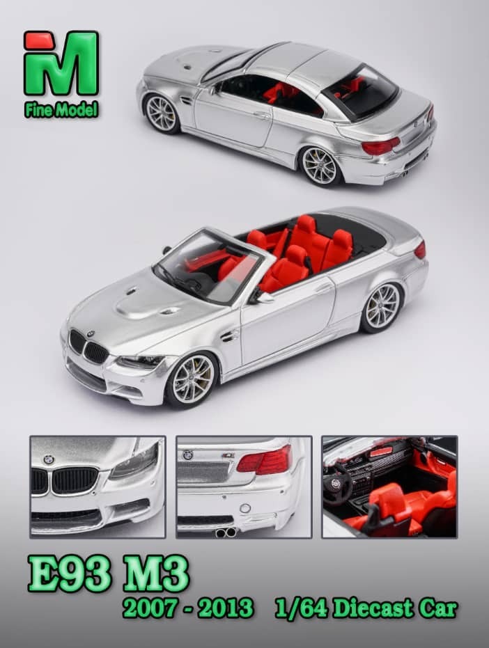 PO-$160 * FINE MODEL * 1:64 BMW M3 E93 SILVER