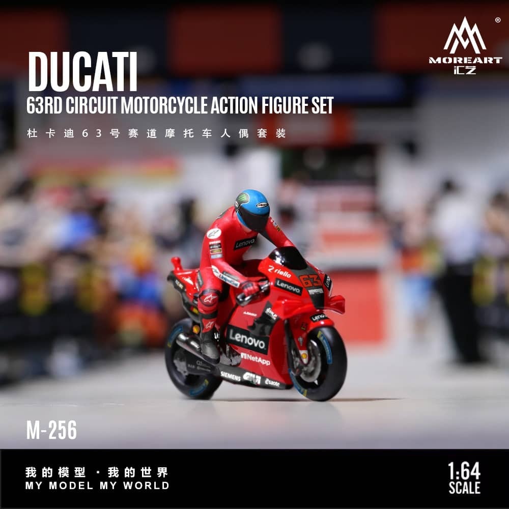PO-$150 * MOREART * 1:64 FIGURE - DUCATI 63RD CIRCUIT MOTORCYCLE ACTION FIGURE SET