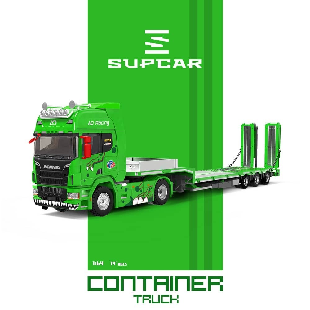 PO-$390 * SUPCAR * 1:64 S730 V8 FLATBED TRANSPORTER GREEN TYRANNSAURUS LIVERY