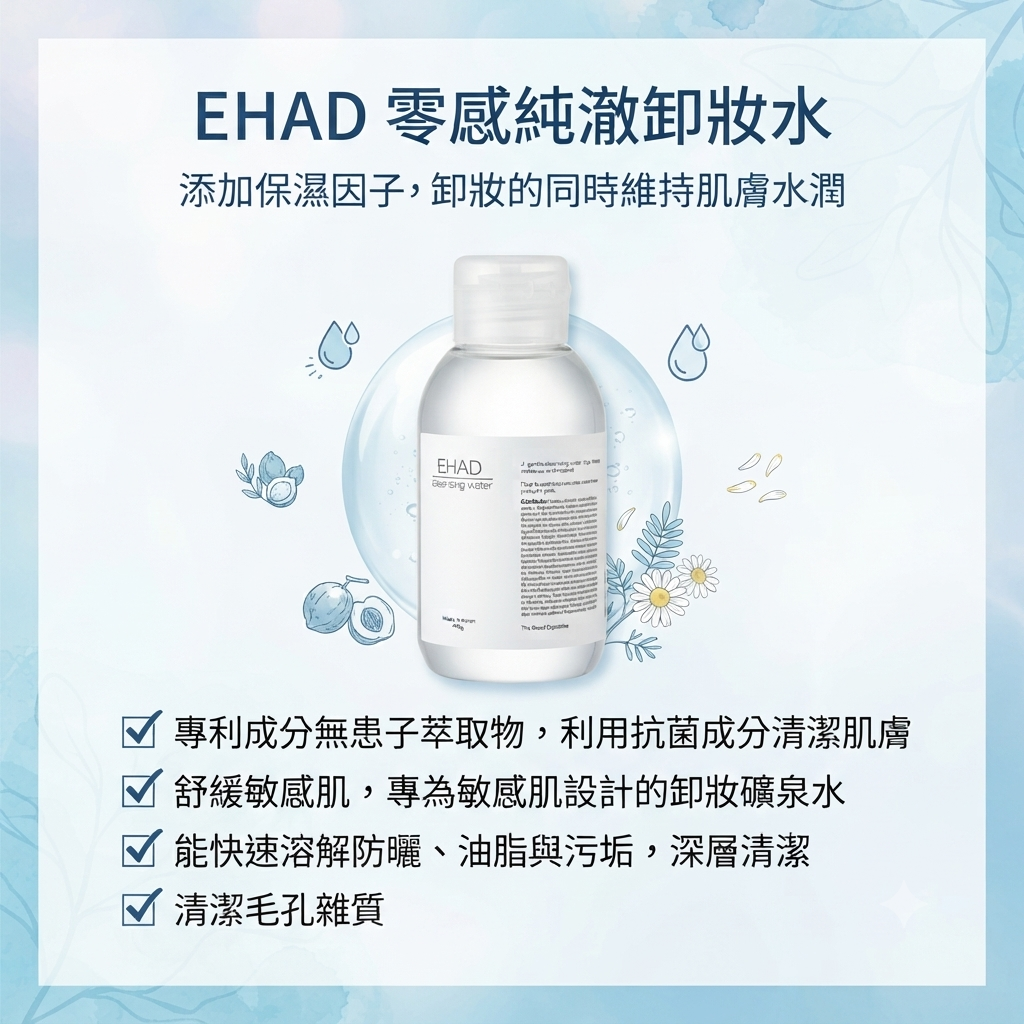 【EHAD 零感純澈卸妝水 480g】