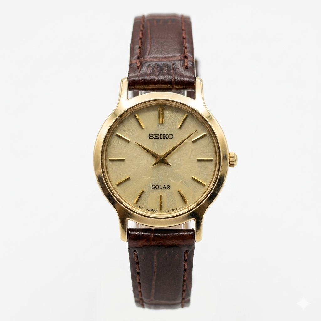【SEIKO 清倉賠售B 】SUP302P1 SEIKO 石英女錶 太陽能 皮革錶帶 金面 生活防水 保固一年