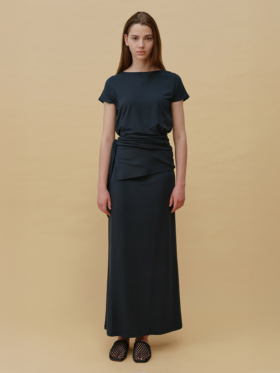 Joy Gryson Drape Jersey Long Skirt