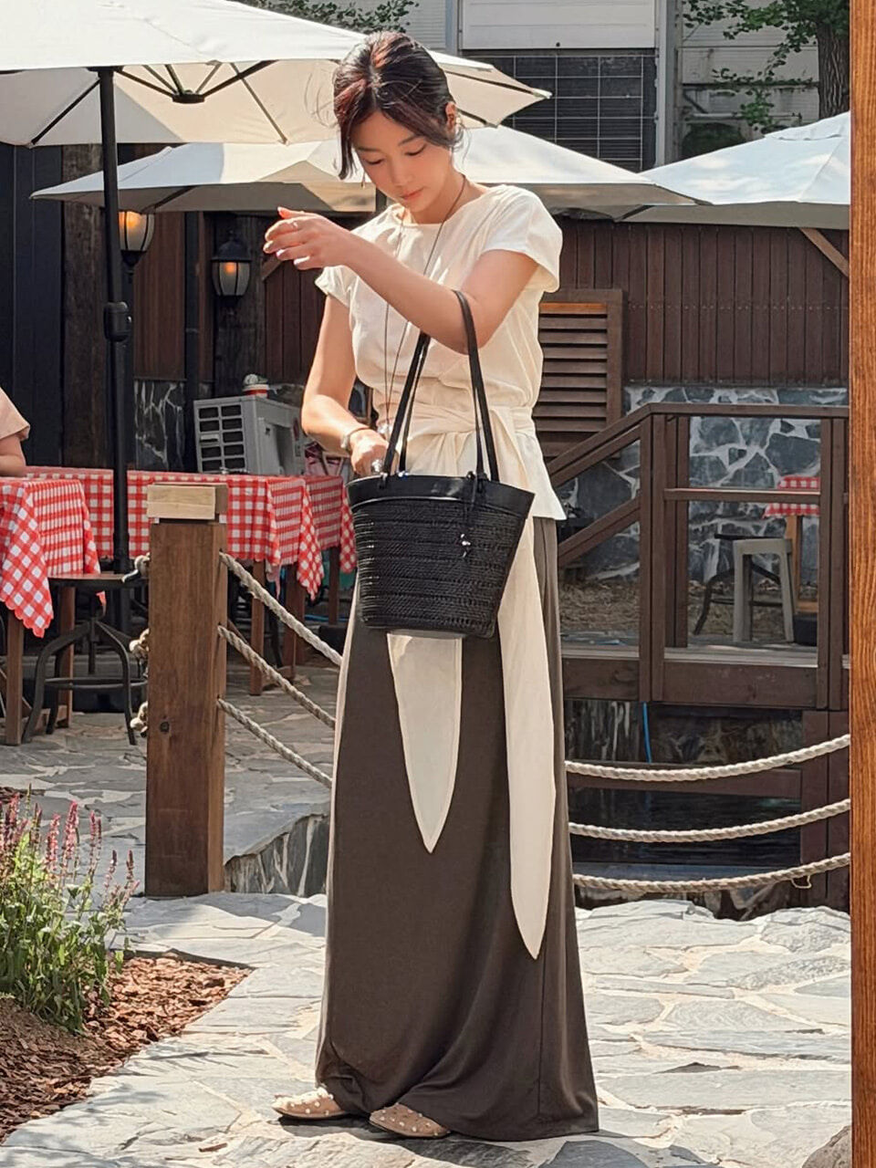 Joy Gryson Drape Jersey Long Skirt