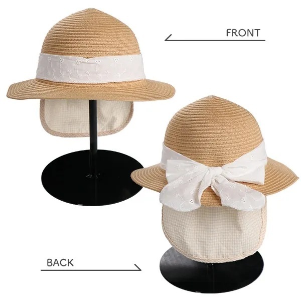 【Nishimatsuya】Kids Washable Foldable Sun Hat with Neck Flap (Wide Ribbon)