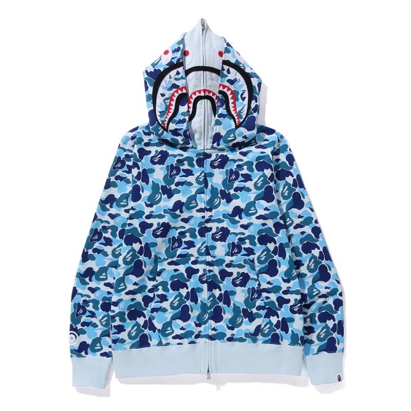 BAPE ABC Camo Double Shark Full Zip Hoodie 雙層鯊魚 連帽外套 藍迷彩 1M20115003-BE [台灣現貨]