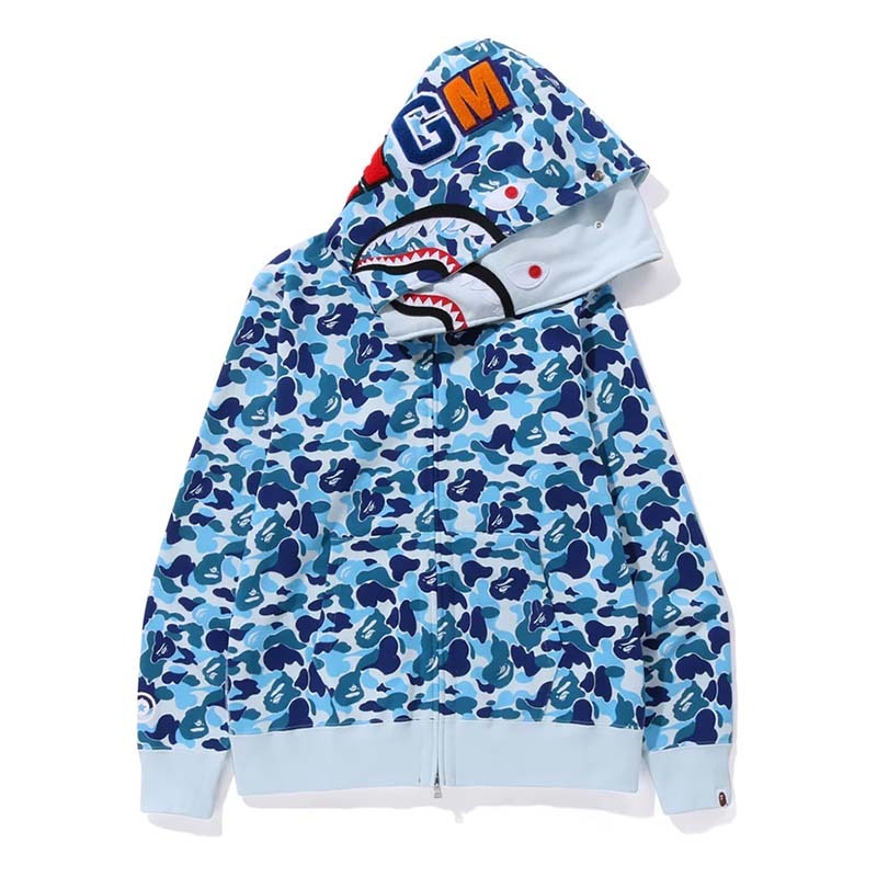 BAPE ABC Camo Double Shark Full Zip Hoodie 雙層鯊魚 連帽外套 藍迷彩 1M20115003-BE [台灣現貨]