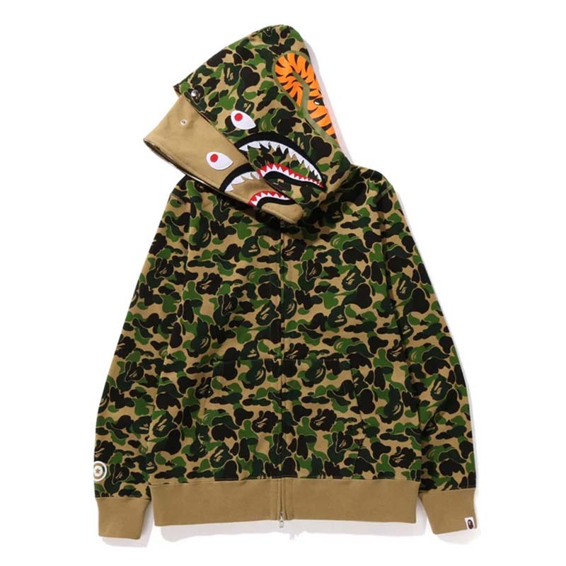 BAPE ABC Camo Double Shark Full Zip Hoodie 雙層鯊魚 連帽外套 綠迷彩 1M20115003-GN [台灣現貨]