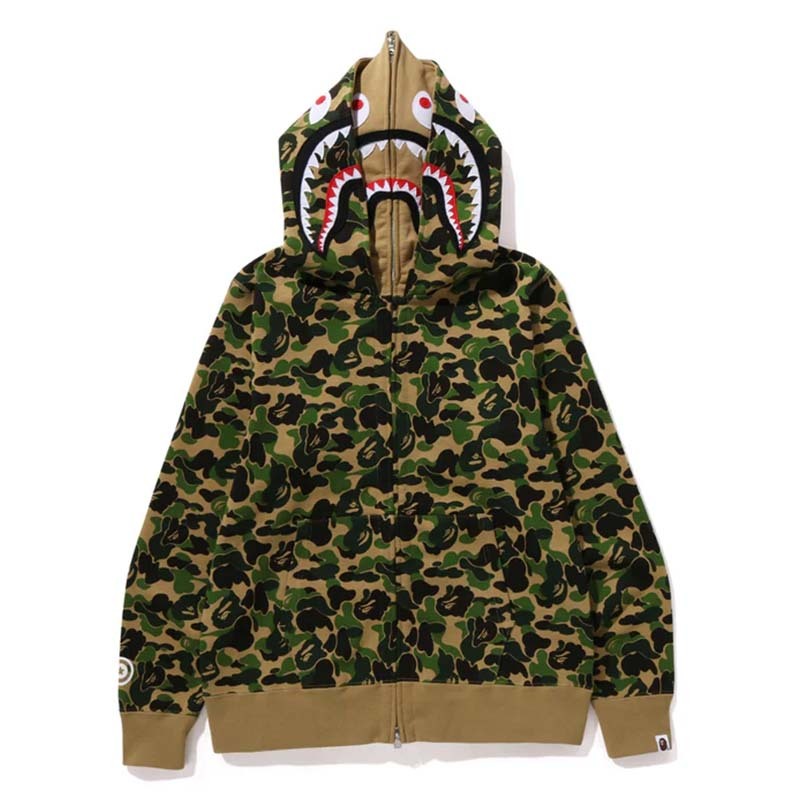 BAPE ABC Camo Double Shark Full Zip Hoodie 雙層鯊魚 連帽外套 綠迷彩 1M20115003-GN [台灣現貨]