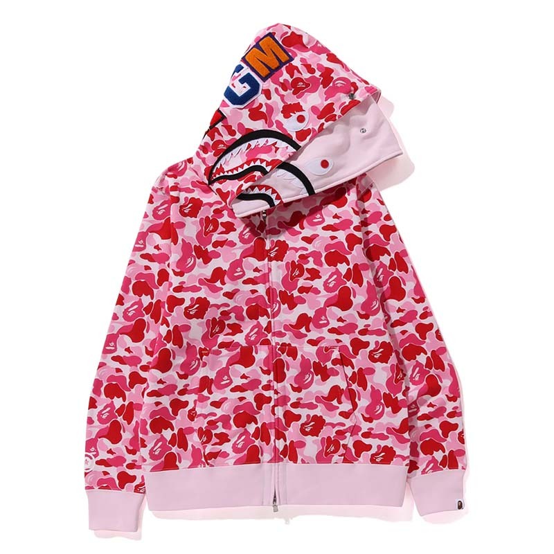 BAPE ABC Camo Double Shark Full Zip Hoodie 雙層鯊魚 連帽外套 粉迷彩 1M20115003-PK [台灣現貨]